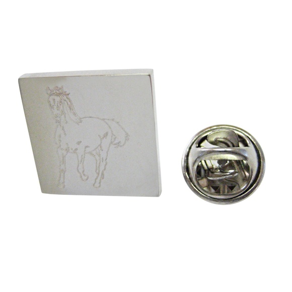 Kiola Designs Accessories Silver Toned Etched Galloping Horse Lapel